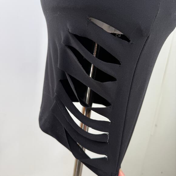 Vegas Royalty Black One Shoulder Cutout Mini Bodycon Dress Size Small - Picture 8 of 9